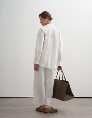 Pleated Cotton Trousers – Ecru