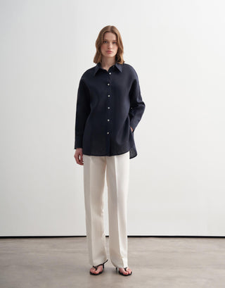 Linen Oversized Shirt – Navy