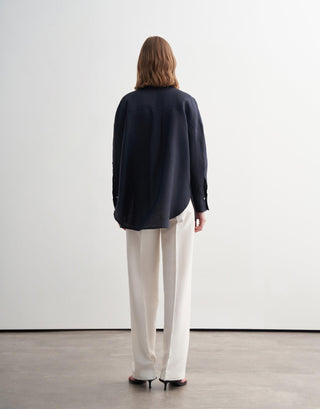 Linen Oversized Shirt – Navy