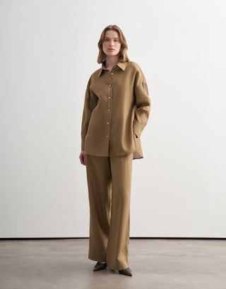 Linen Oversized Shirt – Camel