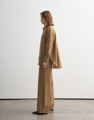 Linen Oversized Shirt – Camel