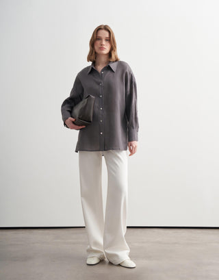 Linen Oversized Shirt – Dusty Lilac