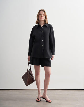 Linen Oversized Shirt – Black