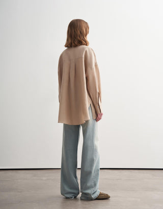 Linen Oversized Shirt – Mink