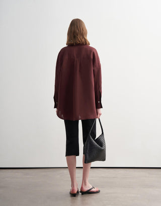 Linen Oversized Shirt – Bordeaux