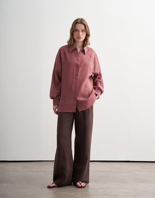 Linen Cuff Detail Shirt - Rose