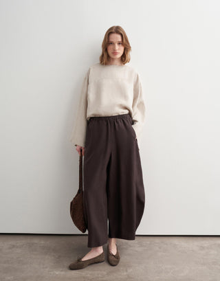 Relaxed Linen Harem Trousers – Brown