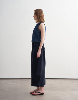 Relaxed Linen Harem Trousers – Navy