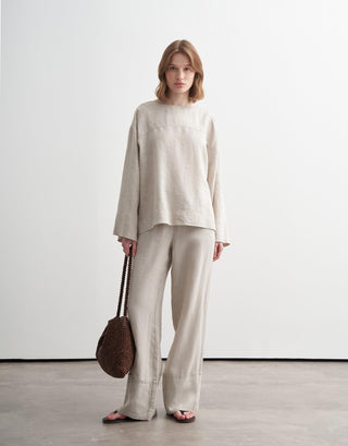 Linen Cut-Detail Shirt - Natural