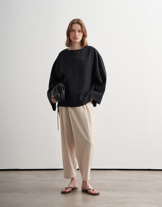 Linen Cut-Detail Shirt - Black