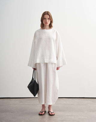 Linen Cut-Detail Shirt - Ecru