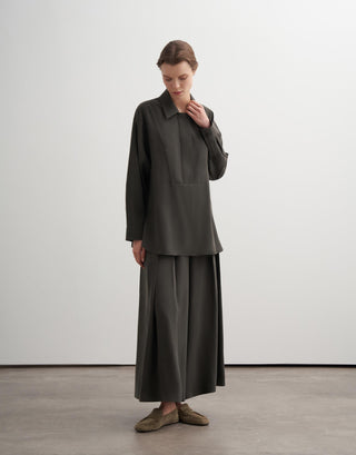 Zipped Modal Shirt – Khaki