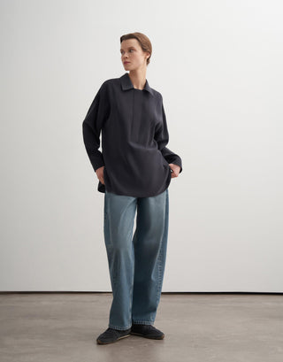 Zipped Modal Shirt – Navy