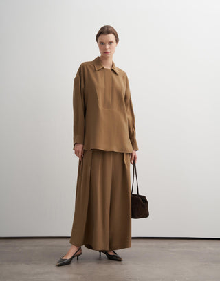 Zipped Modal Shirt – Camel