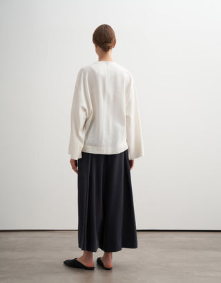 Pleated Wide-Leg Modal Trousers – Navy