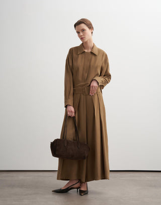 Pleated Wide-Leg Modal Trousers – Camel