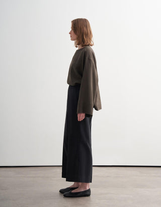 Relaxed Linen Culotte Trousers – Black