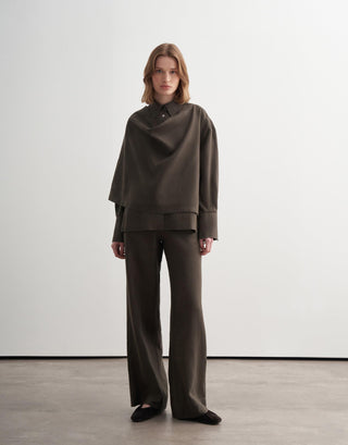 Linen Scarf Detail Shirt – Khaki