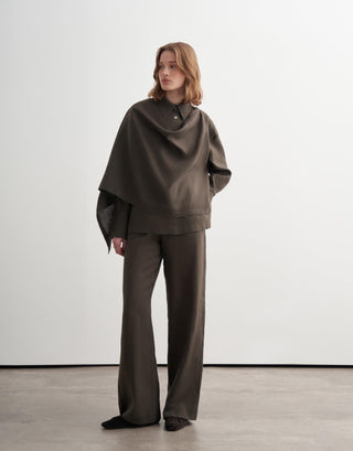 Linen Scarf Detail Shirt – Khaki