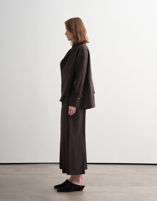 Linen Scarf Detail Shirt – Brown