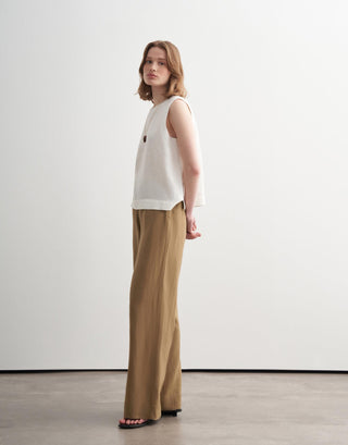 Relaxed Linen Palazzo Trousers – Camel