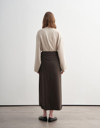 Pleated Adjustable Snap Detail Skirt – Khaki