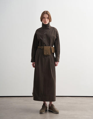 Pleated Adjustable Snap Detail Skirt – Khaki