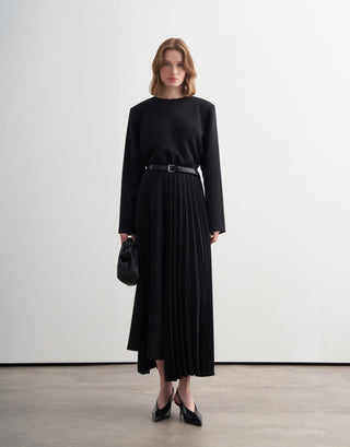 Shoulder-Padded Viscose Blouse – Black