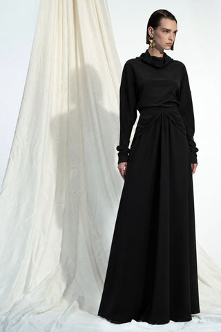 CELINE Black Draped Maxi Dress