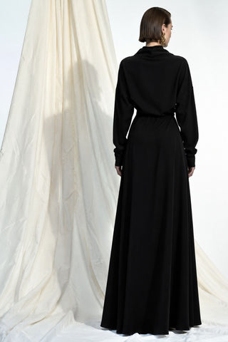 CELINE Black Draped Maxi Dress