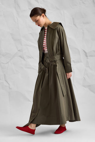 AVELINE Khaki Belted Maxi Skirt