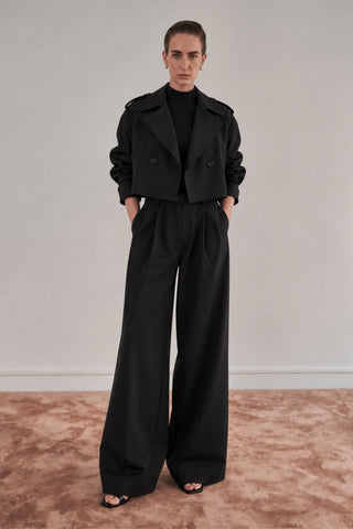 NOIR Wide-Leg Black Palazzo Trousers