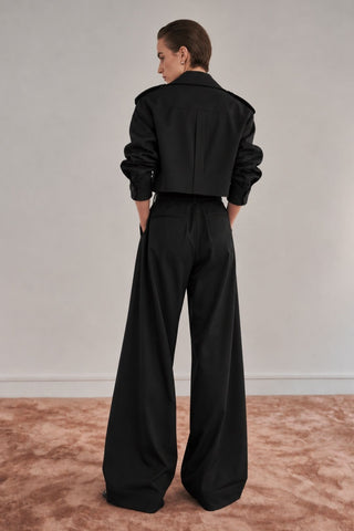 NOIR Wide-Leg Black Palazzo Trousers