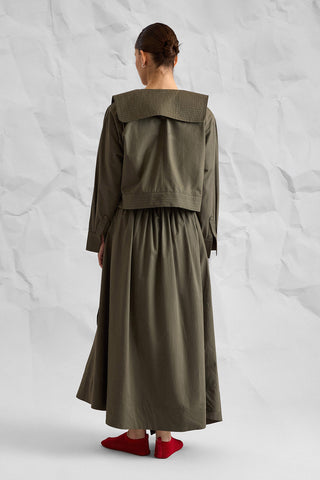 AVELINE Khaki Belted Maxi Skirt