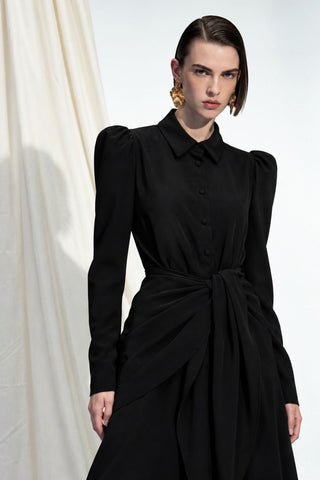 MARGOT Black Belted Maxi Dress