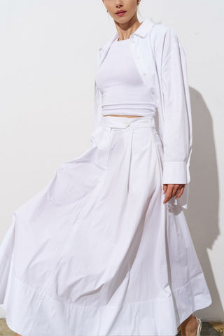 Maren Poplin Maxi Skirt - White