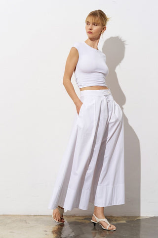 Maren Poplin Maxi Skirt - White