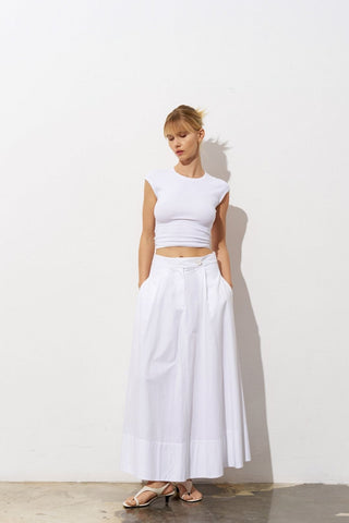 Maren Poplin Maxi Skirt - White