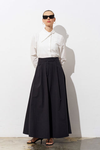Maren Poplin Maxi Skirt - Black