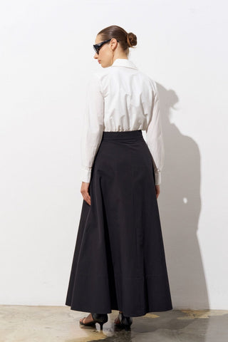 Maren Poplin Maxi Skirt - Black