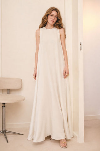 Sleeveless A-Line Maxi Dress – Off-White