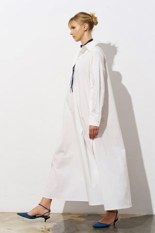 Poplin Shirt Maxi Dress – White