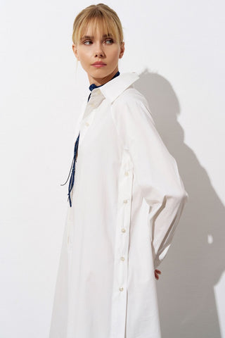 Poplin Shirt Maxi Dress – White