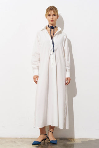Poplin Shirt Maxi Dress – White