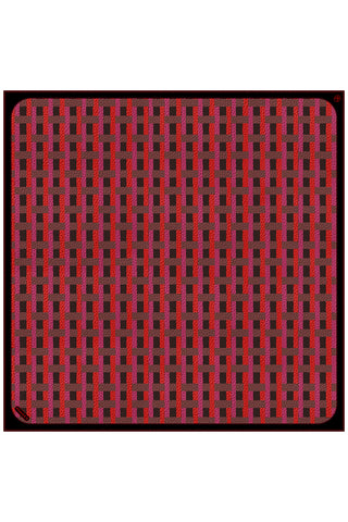 Leather Weave Print Twill Silk Scarf -Burgundy