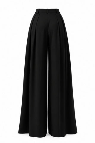 MOONSTREAM Black Pleated Wide-Leg Trousers
