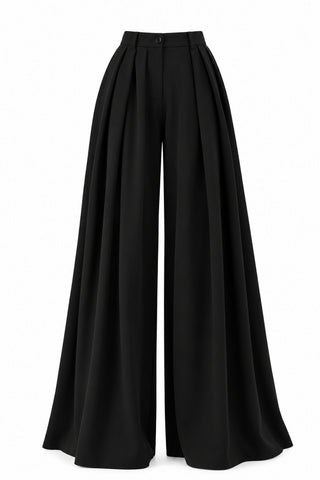 MOONSTREAM Black Pleated Wide-Leg Trousers