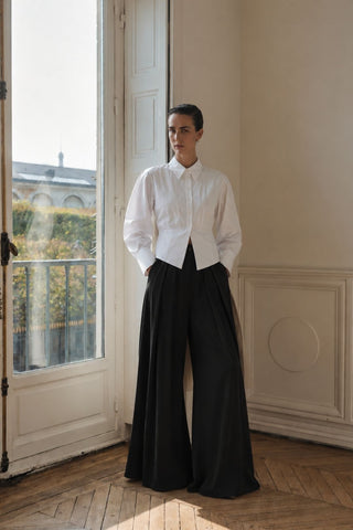 MOONSTREAM Black Pleated Wide-Leg Trousers