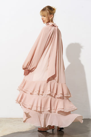 Luna Tiered Chiffon Maxi Dress – Powder Pink