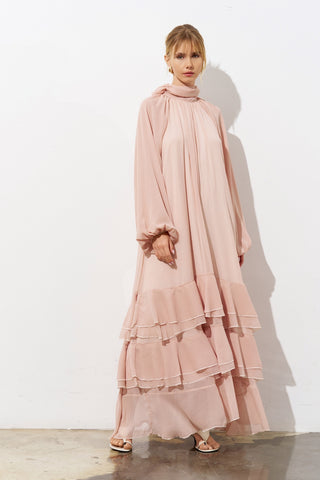Luna Tiered Chiffon Maxi Dress – Powder Pink